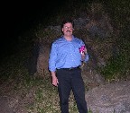 We drove north of Sao Paulo to Campinas in search of a cache.  We were at the spot, but found no container (it was night, as you can see).