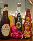 Little Boy Purple is very happy to be relaxing with a good Brazilian beer.