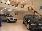The Volvo showroom was very European in design.