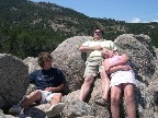 Basking in the sun on the windswept granitic formations high up in the Corsican interior.