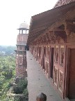 Guest rooms (?) looking out along the banks of the Yamuna River.