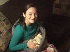 Liz with Isabel at Christmas dinner